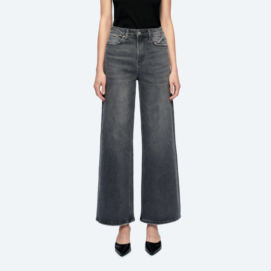 High Rise Wide Leg Jeans with Finished Hem CHARCOAL-Jeans-BAYEAS-24-CHARCOAL-Urbanheer