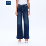 High Rise Wide Leg Jeans with Finished Hem DEEP SEA-Jeans-BAYEAS-14W-DEEP SEA-Urbanheer