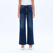 High Rise Wide Leg Jeans with Finished Hem DEEP SEA-Jeans-BAYEAS-24-DEEP SEA-Urbanheer