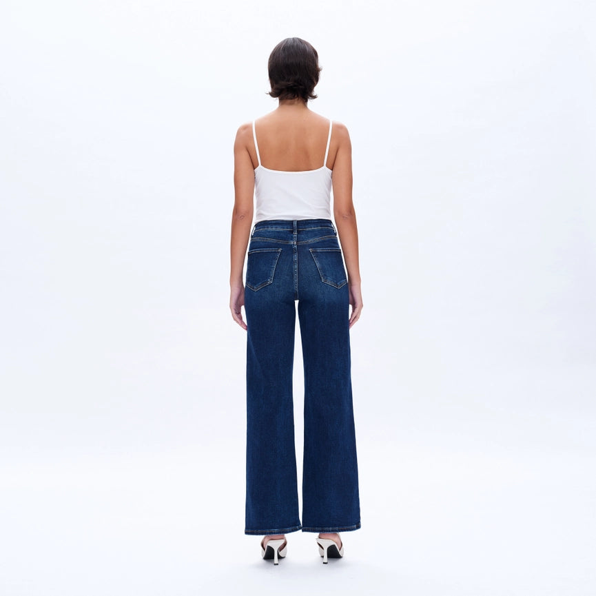 High Rise Wide Leg Jeans with Finished Hem DEEP SEA-Jeans-BAYEAS-14W-DEEP SEA-Urbanheer