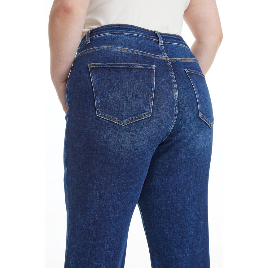 High Rise Wide Leg Jeans with Finished Hem DEEP SEA-Jeans-BAYEAS-14W-DEEP SEA-Urbanheer