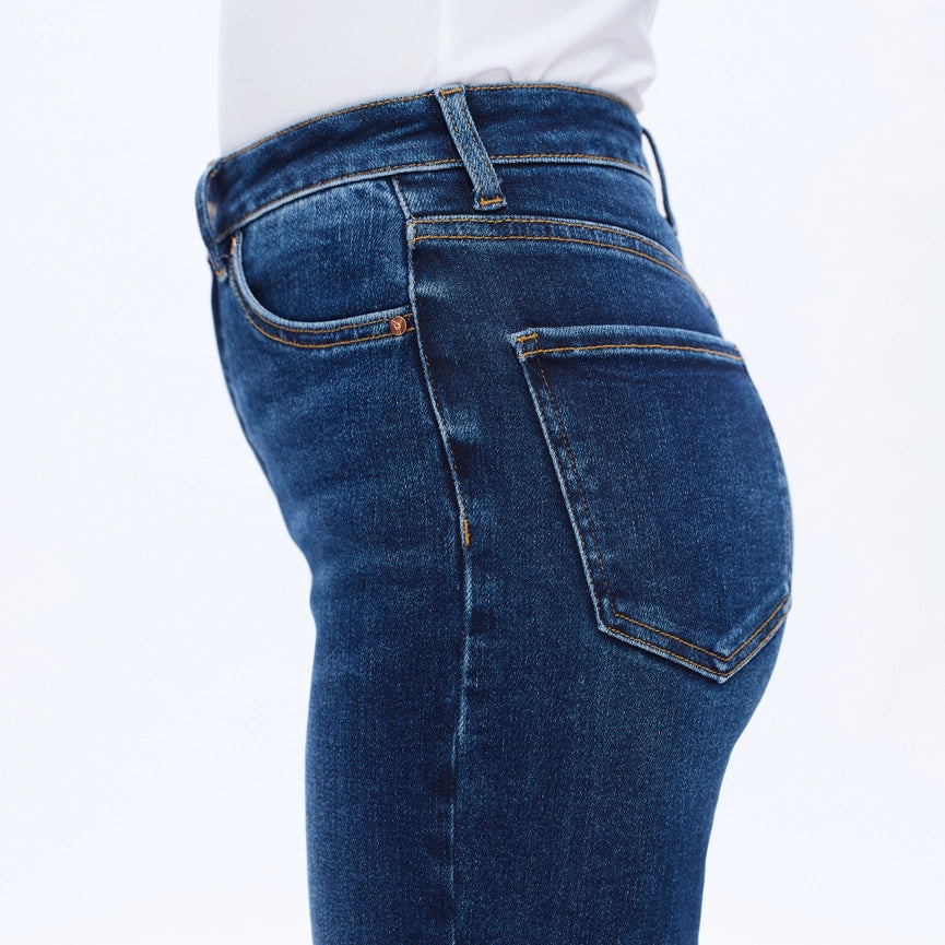 High Rise Wide Leg Jeans with Finished Hem DEEP SEA-Jeans-BAYEAS-24-DEEP SEA-Urbanheer