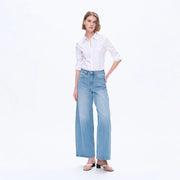 High Rise Wide Leg Jeans with Finished Hem LIGHT BLUE-Jeans-BAYEAS-24-LIGHT BLUE-Urbanheer
