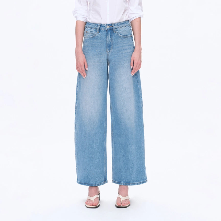 High Rise Wide Leg Jeans with Finished Hem LIGHT BLUE-Jeans-BAYEAS-24-LIGHT BLUE-Urbanheer