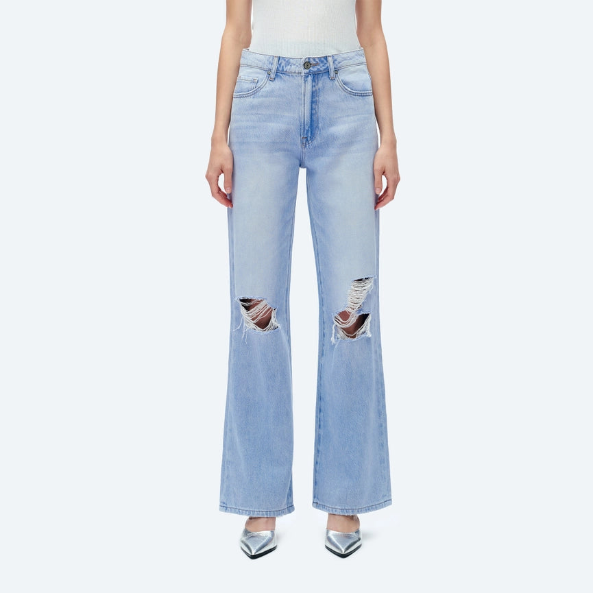 High Rise Wide Leg Jeans with Finished Hem SKY BLUE-Jeans-BAYEAS-24-SKY BLUE-Urbanheer