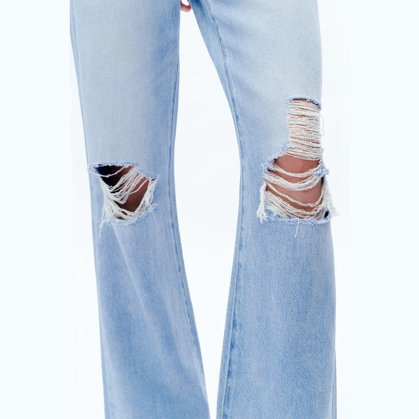 High Rise Wide Leg Jeans with Finished Hem SKY BLUE-Jeans-BAYEAS-24-SKY BLUE-Urbanheer