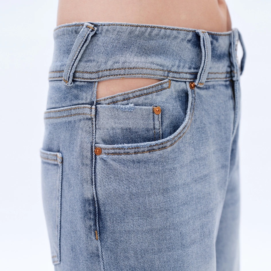 High Rise Wide Leg Jeans with Finished Hem SPARKLE-Jeans-BAYEAS-24-SPARKLE-Urbanheer