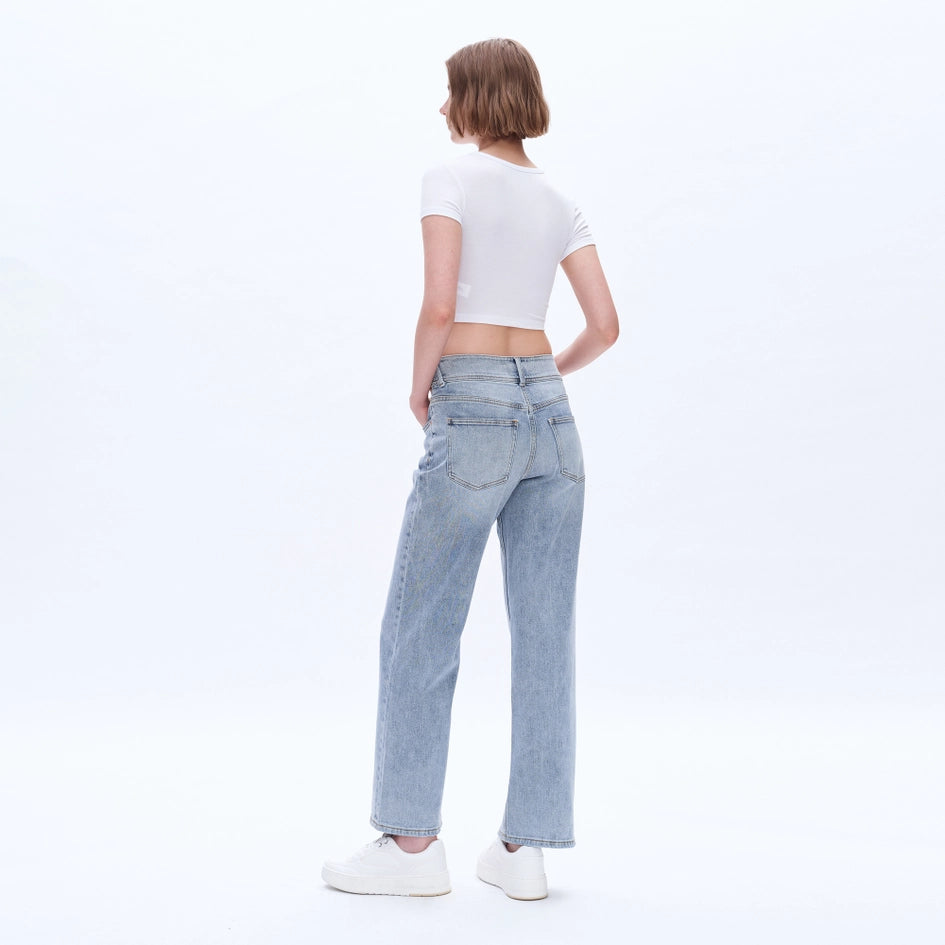 High Rise Wide Leg Jeans with Finished Hem SPARKLE-Jeans-BAYEAS-24-SPARKLE-Urbanheer