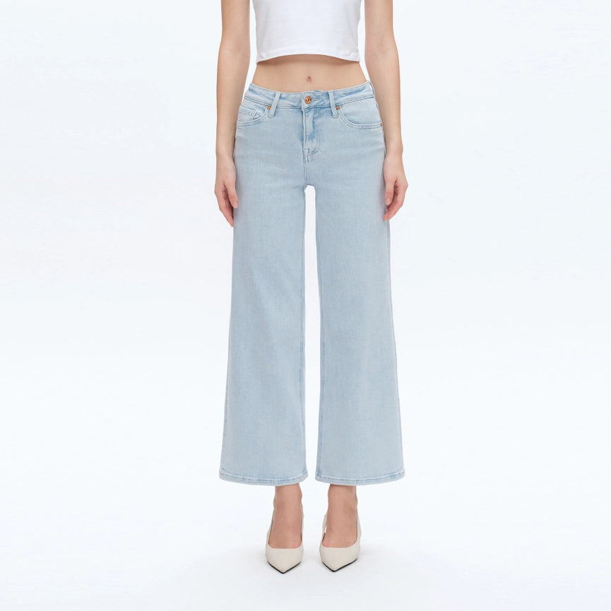 High Rise Wide Leg Jeans with Finished Hem WATHET-Jeans-BAYEAS-26-WATHET-Urbanheer