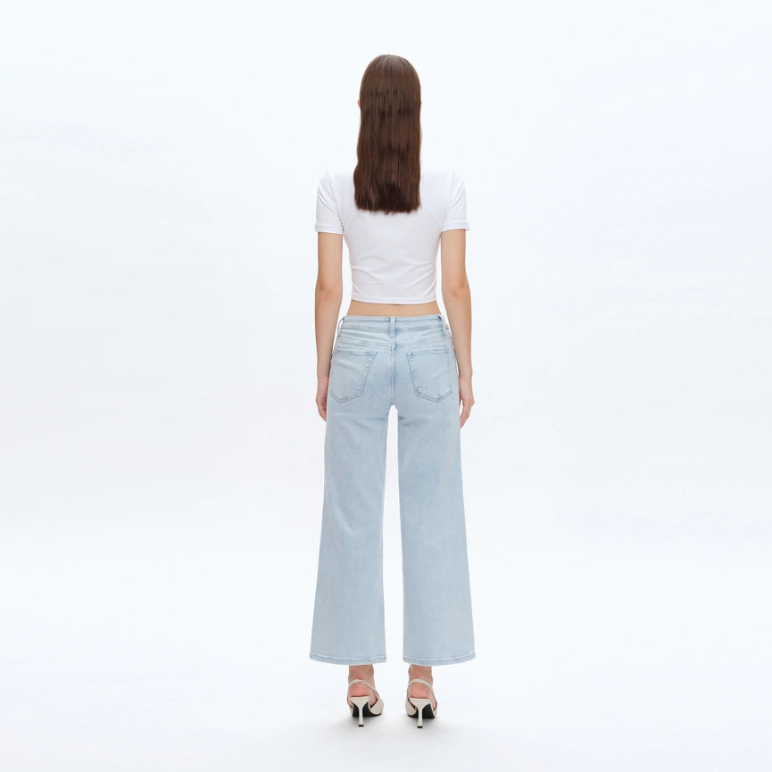 High Rise Wide Leg Jeans with Finished Hem WATHET-Jeans-BAYEAS-26-WATHET-Urbanheer