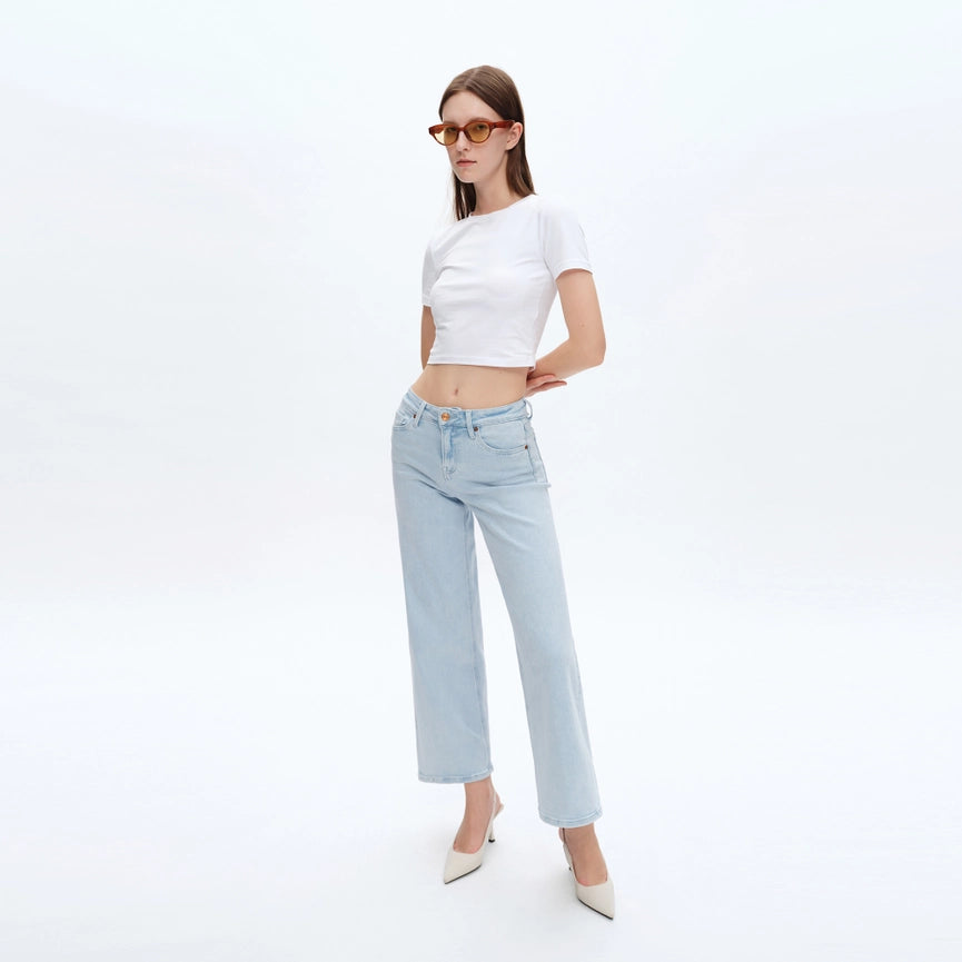 High Rise Wide Leg Jeans with Finished Hem WATHET-Jeans-BAYEAS-26-WATHET-Urbanheer