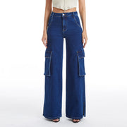 High Rise Wide Leg Jeans with Finished Hem(Slit) DARK SKY-Jeans-BAYEAS-24-DARK SKY-Urbanheer