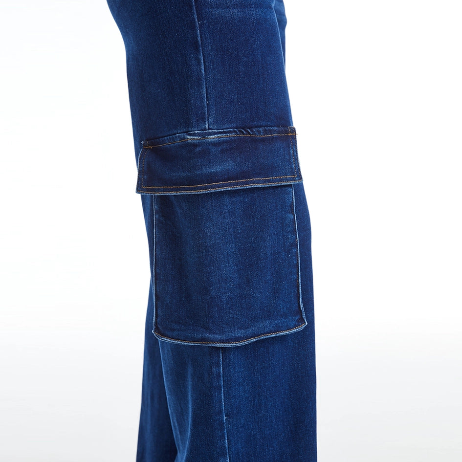 High Rise Wide Leg Jeans with Finished Hem(Slit) DARK SKY-Jeans-BAYEAS-24-DARK SKY-Urbanheer