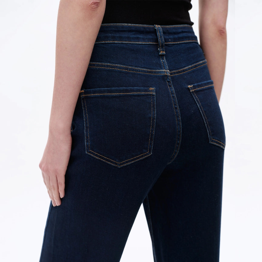 High Rise Wide Leg Jeans with Raw Hem DEEP WATER-Jeans-BAYEAS-24-DEEP WATER-Urbanheer