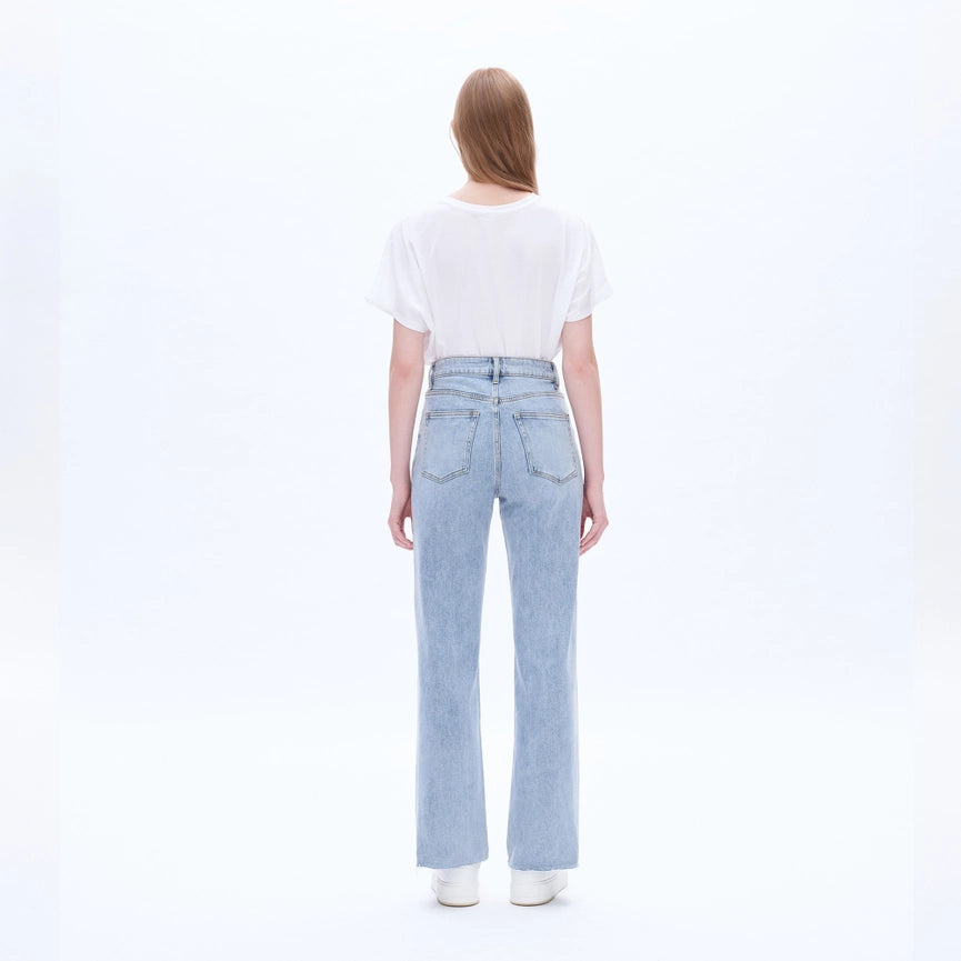 High Rise Wide Leg Jeans with Raw Hem GLACIER-Jeans-BAYEAS-24-GLACIER-Urbanheer
