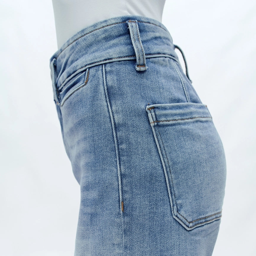 High Rise Wide Leg Jeans with Raw Hem LIGHT BLUE-Jeans-BAYEAS-14w-LIGHT BLUE-Urbanheer