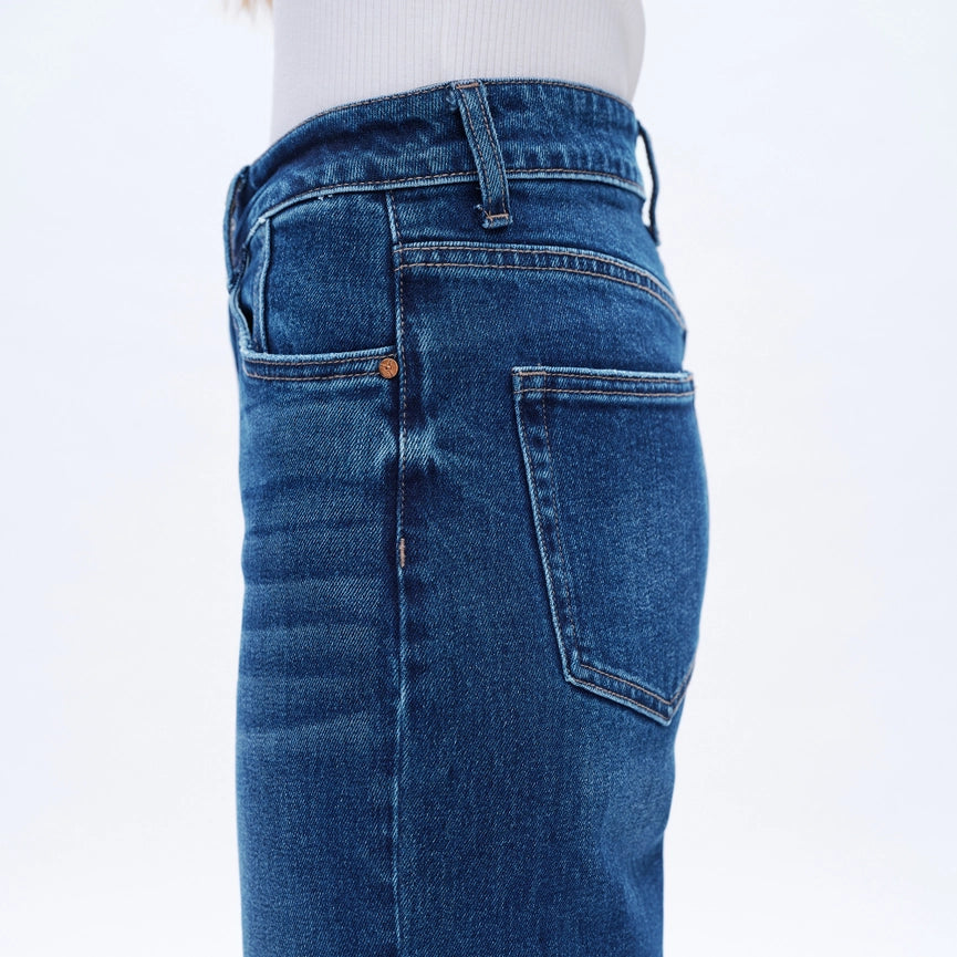 High Rise Wide Leg Jeans with Raw Hem MEDIUM BLUE-Jeans-BAYEAS-24-MEDIUM BLUE-Urbanheer