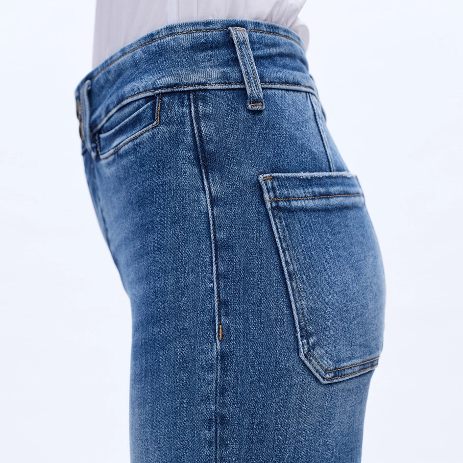 High Rise Wide Leg Jeans with Raw Hem MEDIUM BLUE-Jeans-BAYEAS-27-MEDIUM BLUE-Urbanheer