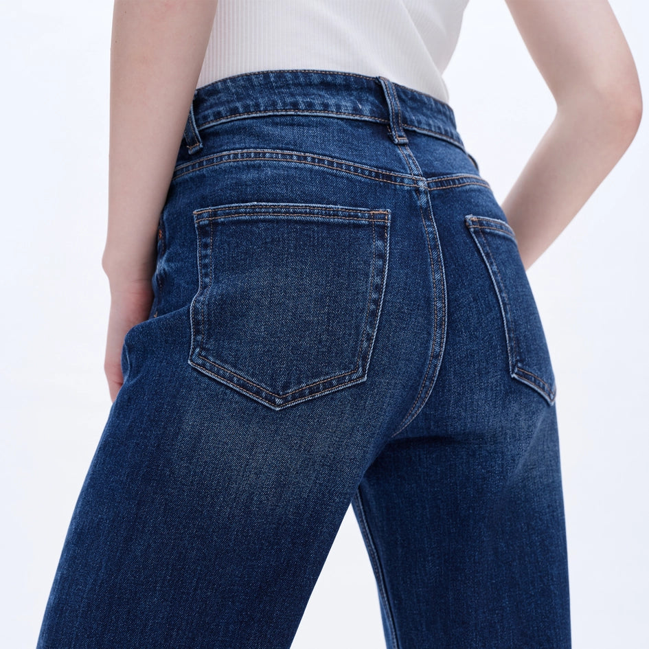 High Rise Wide Leg Jeans with Raw Hem SAPPHIRE-Jeans-BAYEAS-24-SAPPHIRE-Urbanheer