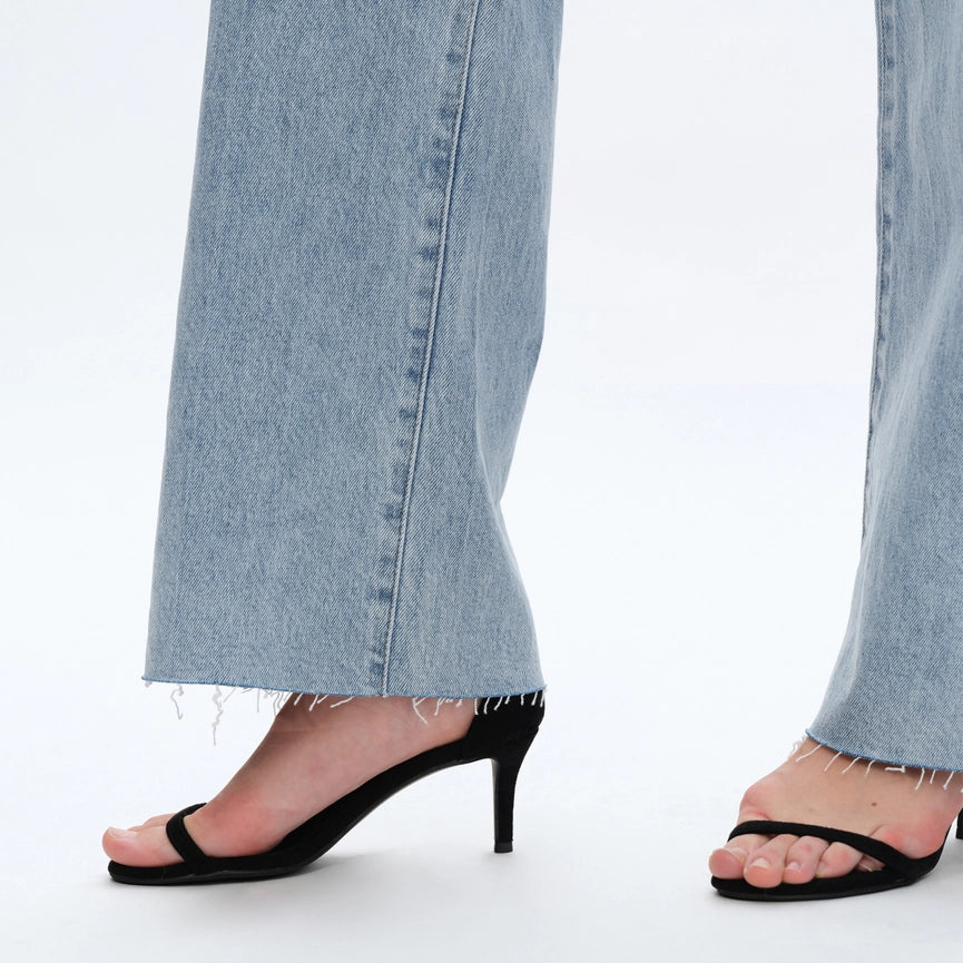 High Rise Wide Leg Jeans with Raw Hem SPARKLE-Jeans-BAYEAS-24-SPARKLE-Urbanheer