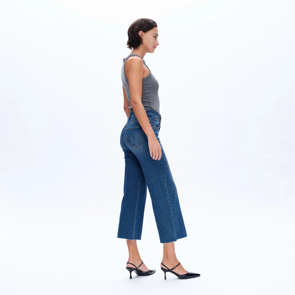 High Rise Wide Leg Jeans with Raw Hem SURF-Jeans-BAYEAS-24-SURF-Urbanheer