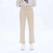High Rise Wide Leg Twill Pants with Finished Hem Khaki-Jeans-BAYEAS-24-Khaki-Urbanheer