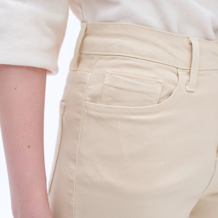 High Rise Wide Leg Twill Pants with Finished Hem Khaki-Jeans-BAYEAS-24-Khaki-Urbanheer