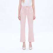 High Rise Wide Leg Twill Pants with Finished Hem PEACH PINK-Jeans-BAYEAS-24-PEACH PINK-Urbanheer