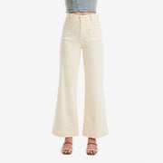 High Rise Wide Leg Twill Pants with Finished Hem VANILLA CREAM-Pants-BAYEAS-24-VANILLA CREAM-Urbanheer