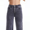 High Rise Wide Leg Twill Pants(Raw Hem,Button Fly) GRAPHITE-Pants-BAYEAS-26-GRAPHITE-Urbanheer