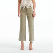 High Rise Wide Leg Twill Pants(Raw Hem,Button Fly) MARTINI-Pants-BAYEAS-24-MARTINI-Urbanheer