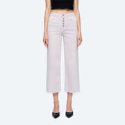 High Rise Wide Leg Twill Pants(Raw Hem,Button Fly) ORCHID PETAL-Pants-BAYEAS-24-ORCHID PETAL-Urbanheer