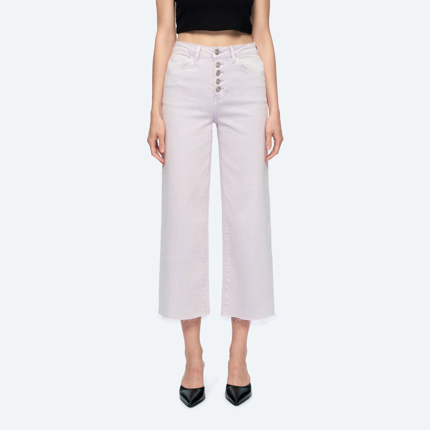 High Rise Wide Leg Twill Pants(Raw Hem,Button Fly) ORCHID PETAL-Pants-BAYEAS-24-ORCHID PETAL-Urbanheer