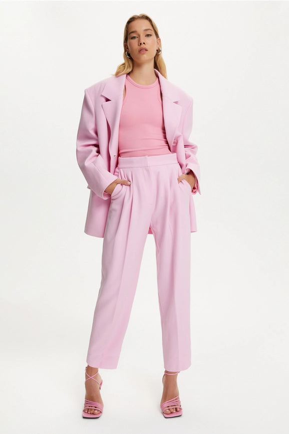 High Waist Carrot Pants-Pants-NOCTURNE-L-Pink-Urbanheer