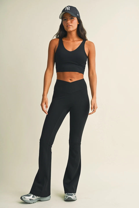 High Waist Crossover Flare Leggings