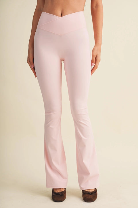 High Waist Crossover Flare Leggings