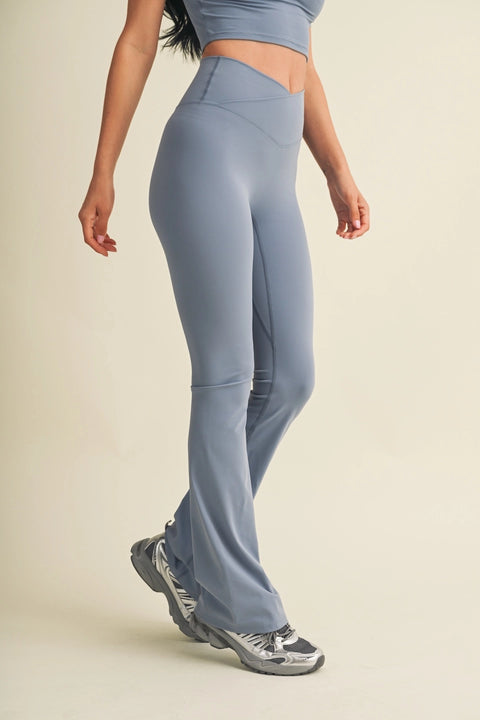 High Waist Crossover Flare Leggings