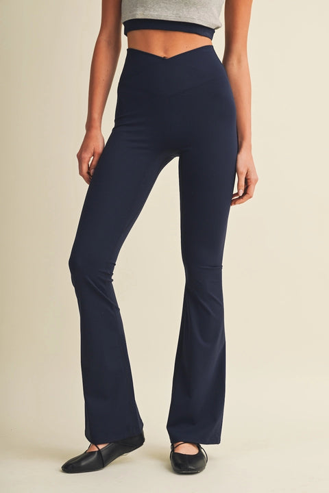 High Waist Crossover Flare Leggings