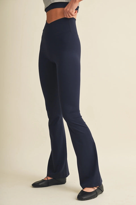 High Waist Crossover Flare Leggings