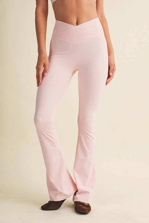 High Waist Crossover Flare Leggings