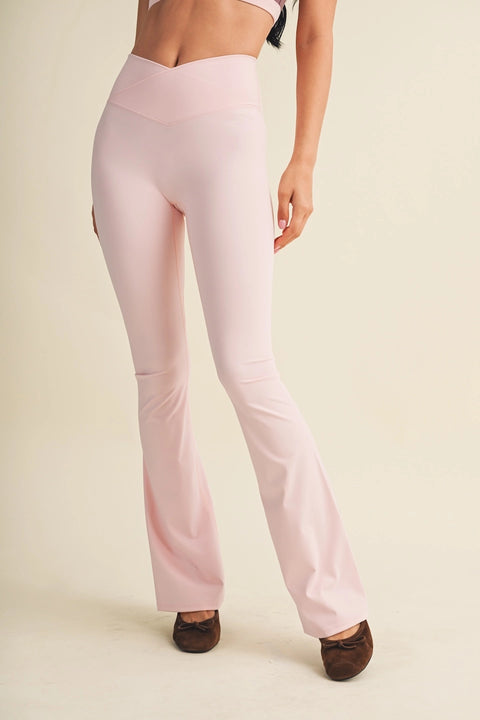 High Waist Crossover Flare Leggings