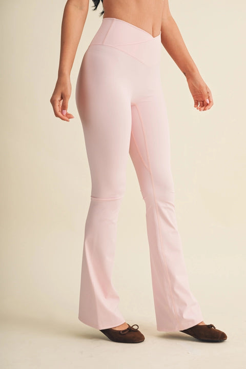 High Waist Crossover Flare Leggings