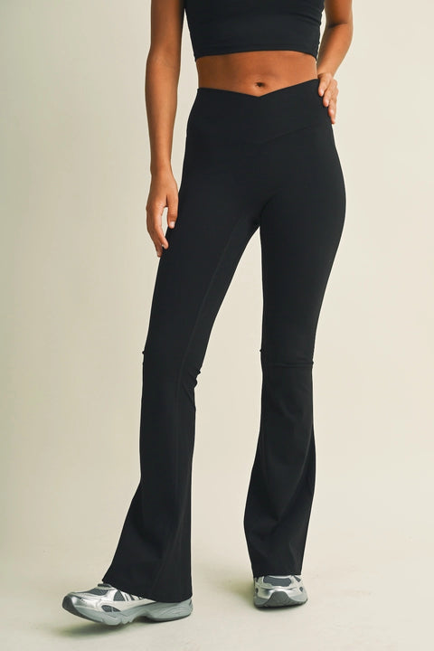High Waist Crossover Flare Leggings