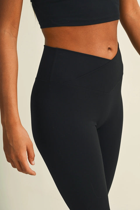 High Waist Crossover Flare Leggings