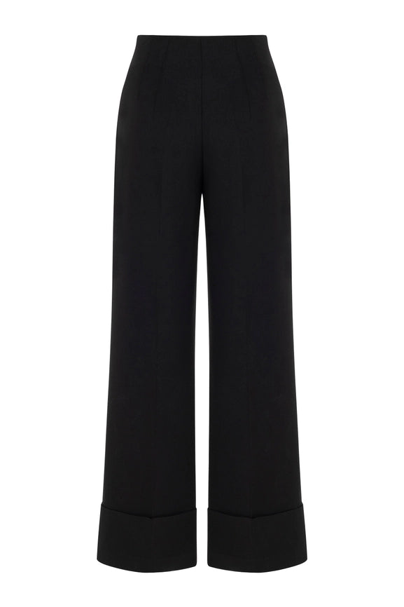 High-Waist Flowy Palazzo Pants Black-Pants-NOCTURNE-XS-Black-Urbanheer