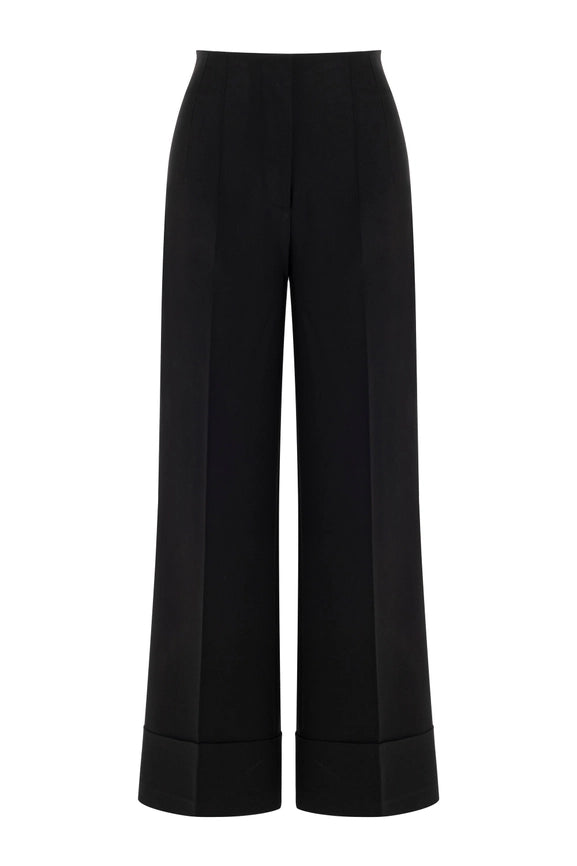 High-Waist Flowy Palazzo Pants Black-Pants-NOCTURNE-XS-Black-Urbanheer