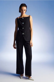 High-Waist Flowy Palazzo Pants Black-Pants-NOCTURNE-XS-Black-Urbanheer