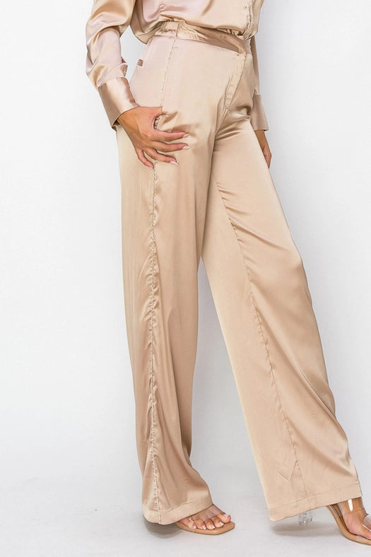 High-Waist Long Pants-Pants-One n' More Inc.-S-CHAMPAGNE-Urbanheer