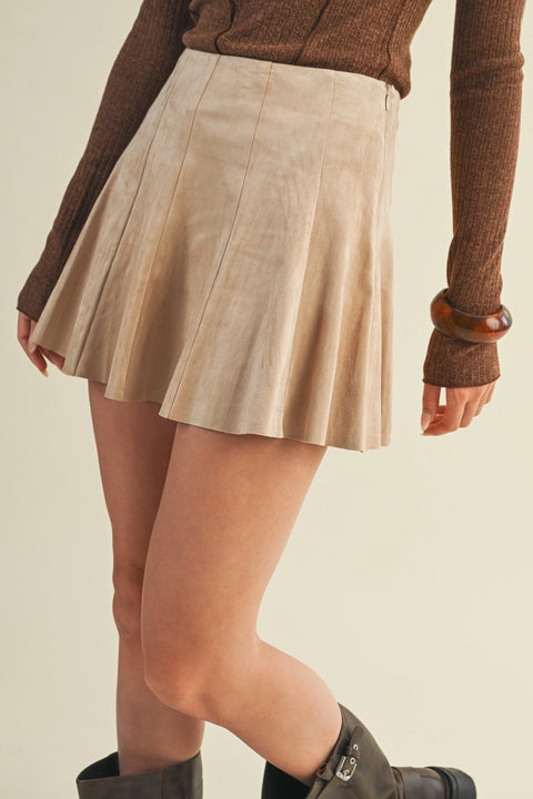 High-Waist Paneled Flare Mini Skirt