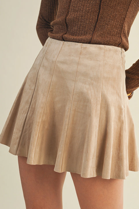 High-Waist Paneled Flare Mini Skirt